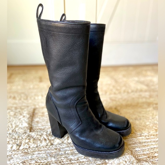 EUC Rick Owens tall heeled leather black boot sz 37 - Picture 3 of 9
